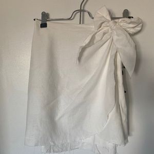 Show Me Your Mumu White Linen Skirt (Iva; M)